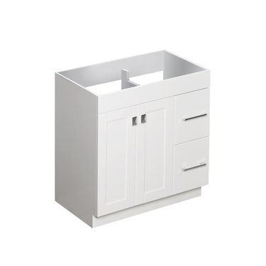 30" Matte white floor vanity with 2 doors and 2 drawers