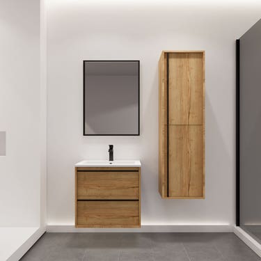 24" wood finish wall-mount vanity