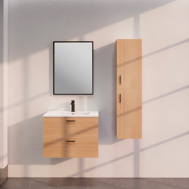 30" Light Wood Wall Vanity with Textured Facing
