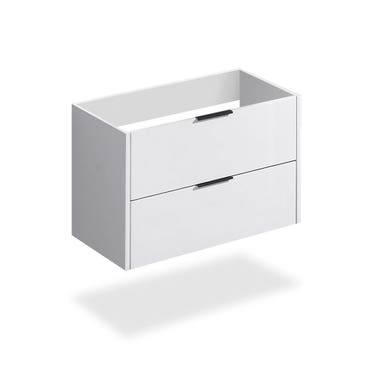 32" Glossy white wall vanity with 2 drawers