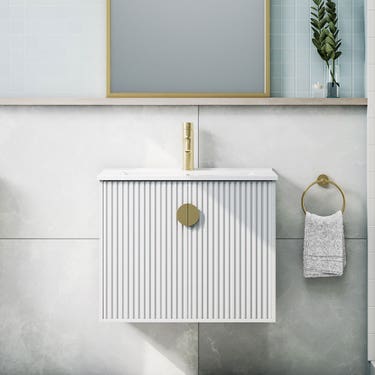 24" Textured white wall vanity set with porcelain top