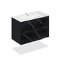 32" Black marble finish wall vanity with 2 drawers and 2 open shelves