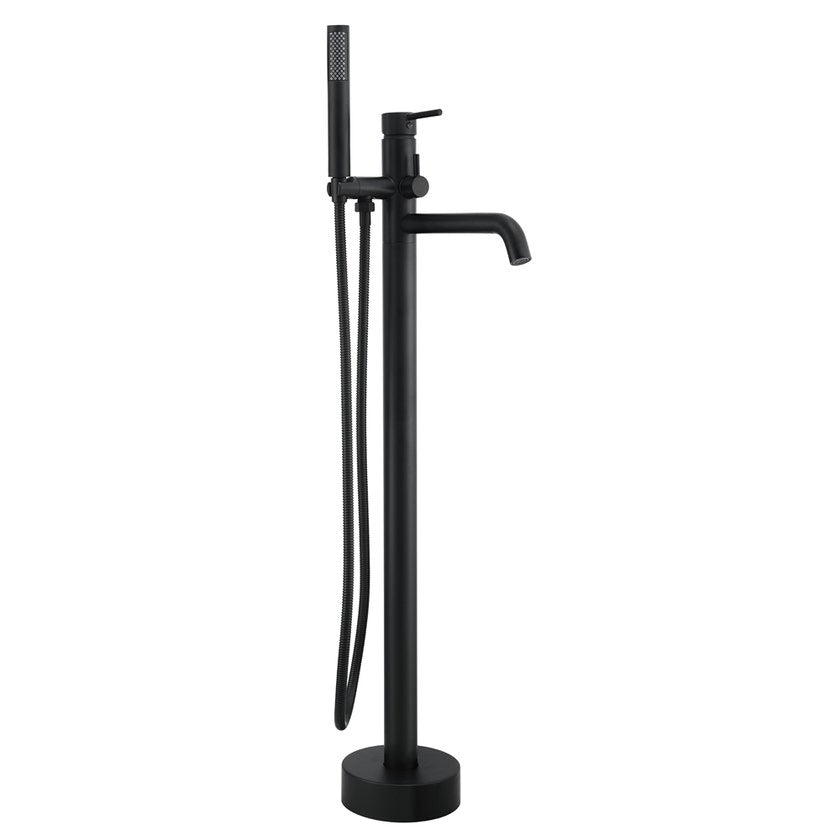 Rounded freestanding bath faucet in black finish
