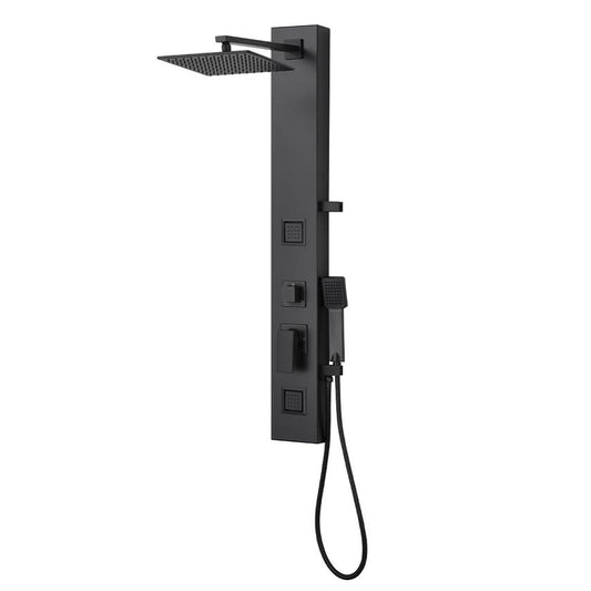 Square Matte Black Pressure Balance Shower Column