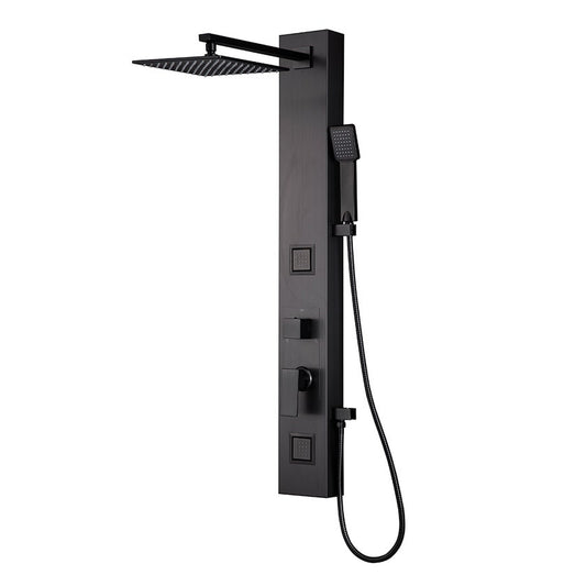 Square Dark Grey Pressure Balance Shower Column with hand shower and rain shower head