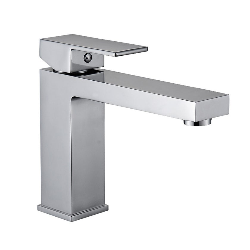 Chrome single-hole bathroom faucet with pop-up