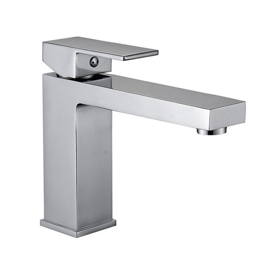 Chrome single-hole bathroom faucet with pop-up