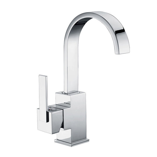 Chrome single-hole faucet with push pop-up