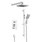 Chrome shower faucet with square hand shower and rain showerhead