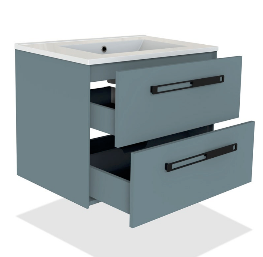 30" Matte blue finish wall-mount vanity