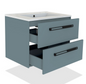 30" Matte blue finish wall-mount vanity