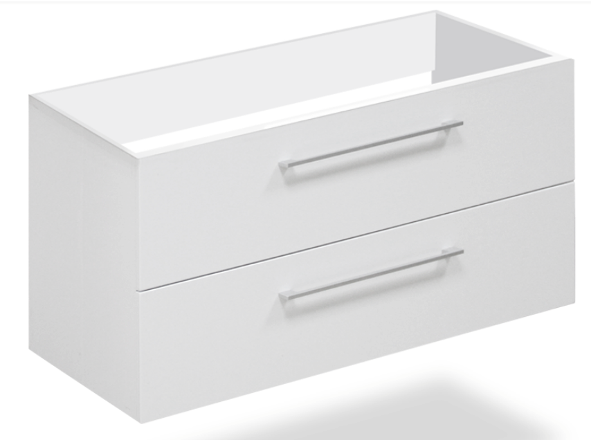 32" Glossy white wall vanity with 2 drawers