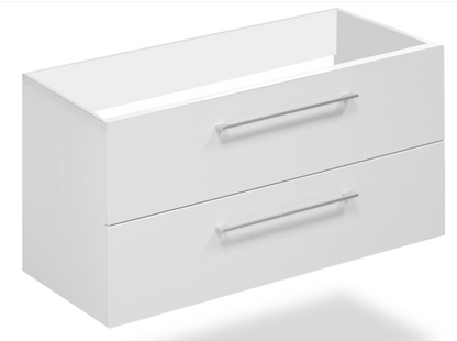 32" Glossy white wall vanity with 2 drawers