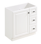 30" Matte white floor vanity with black handles