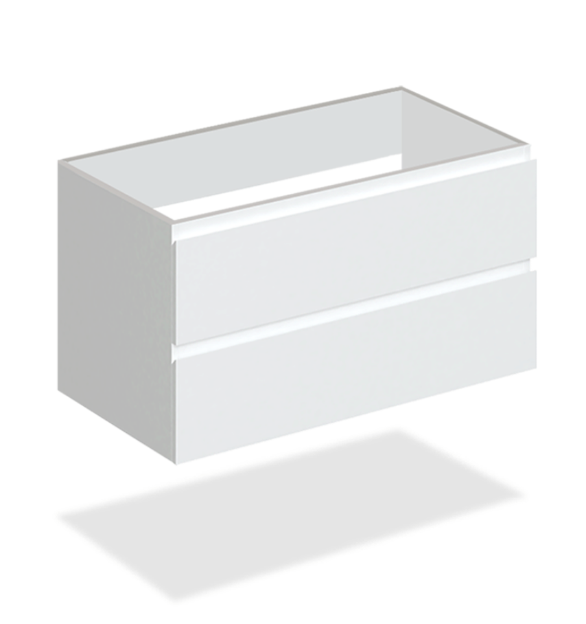 32" Glossy White Wall Vanity with 2 Drawers