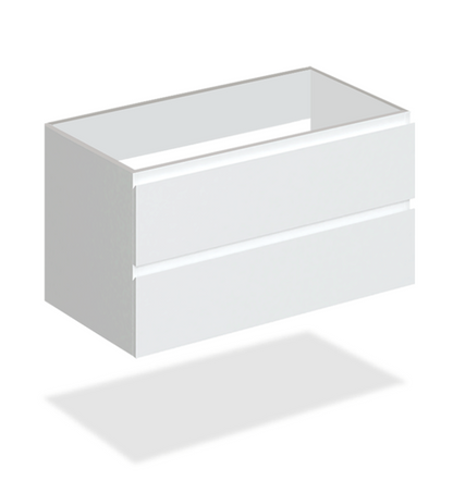 32" Glossy White Wall Vanity with 2 Drawers