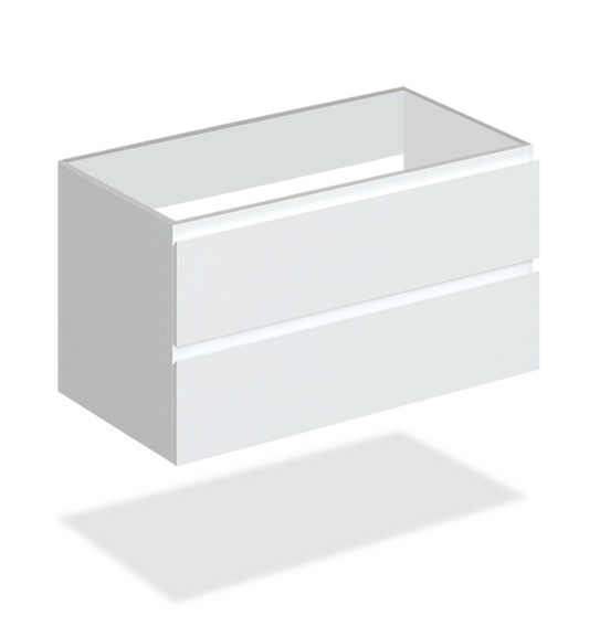 32" Glossy White Wall Vanity with 2 Drawers