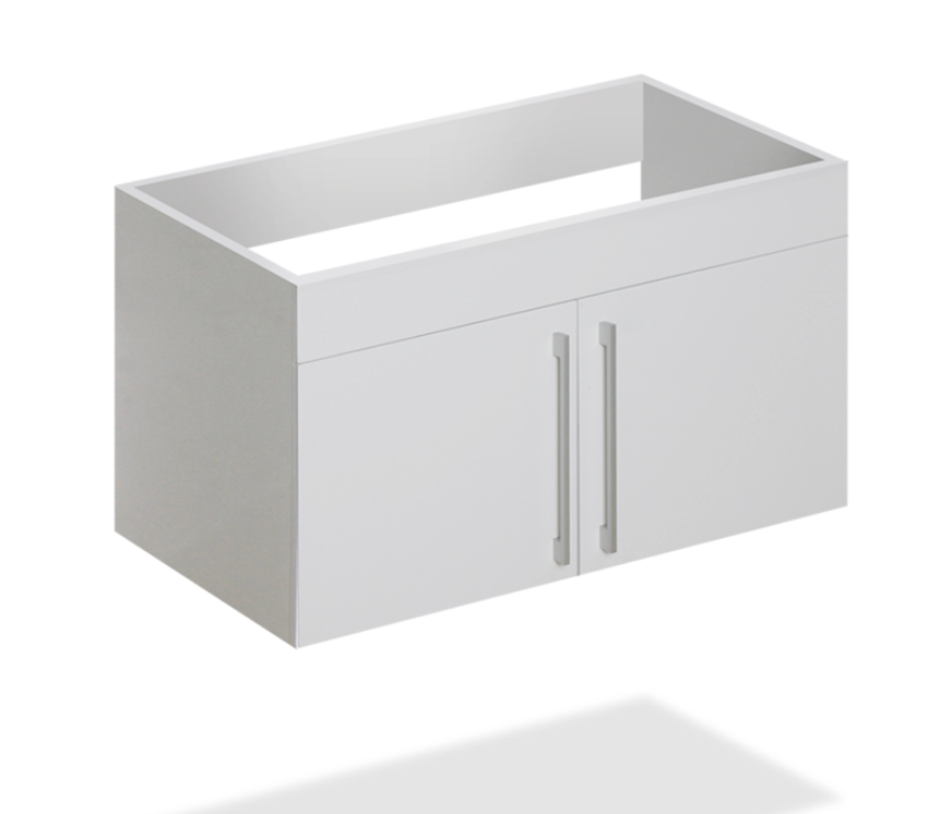 30" Glossy white wall vanity with 2 doors
