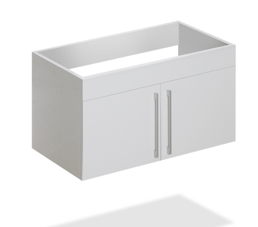 30" Glossy white wall vanity with 2 doors