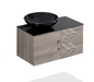 30" Maple grey vanity set with black glass top and vessel sink