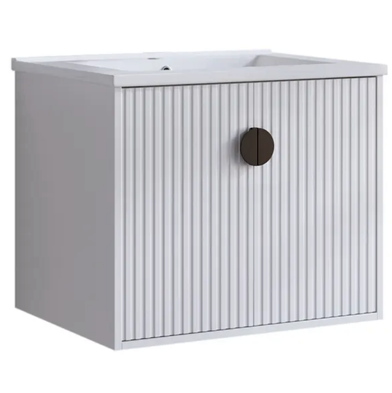 24" Textured white wall vanity set with porcelain top