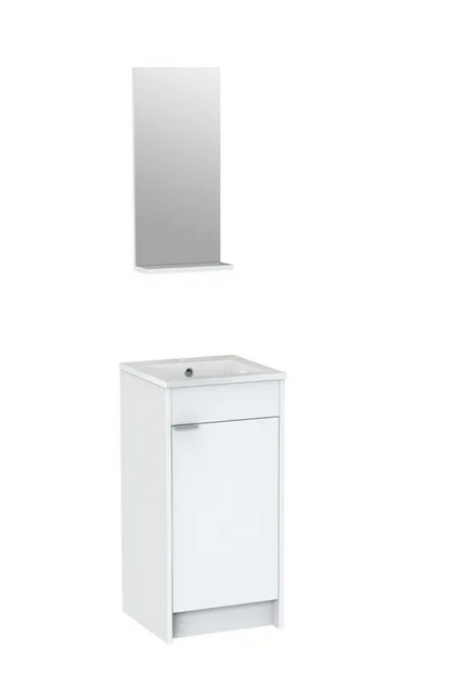 16" Glossy White Floor Vanity Set with Mirror