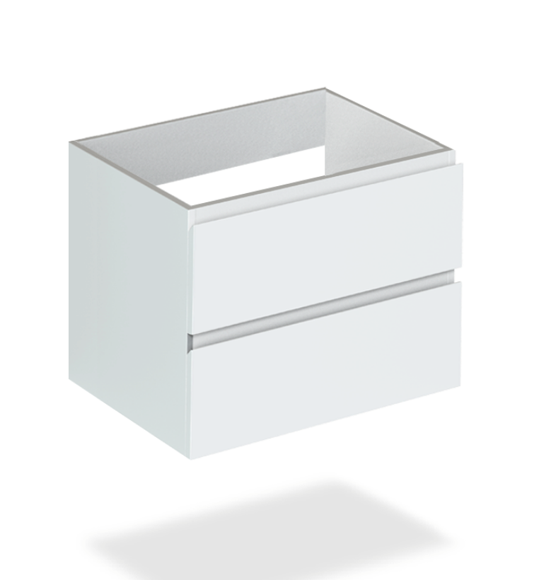 24" Glossy White Wall Vanity with 2 Drawers