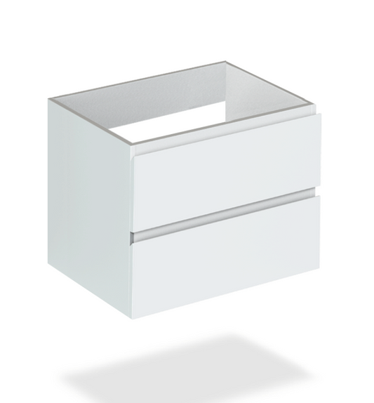 24" Glossy White Wall Vanity with 2 Drawers