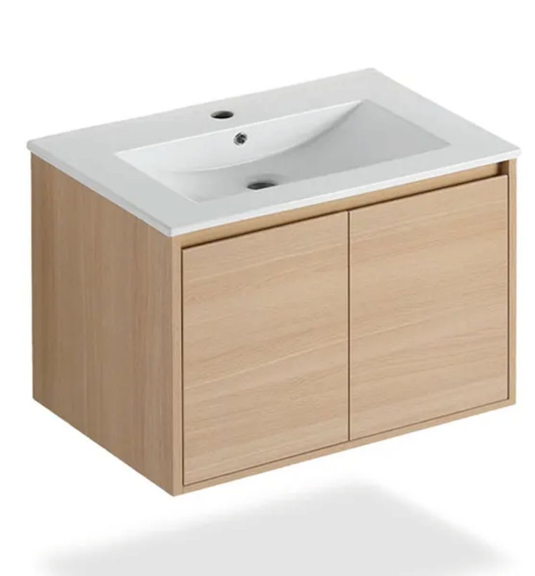 24'' Light beige wood finish wall vanity set 2 doors