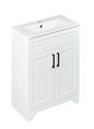 24" Matte white floor vanity set with 3 colour handles