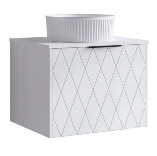 24'' Textured White Wall Vanity Set With Vessel