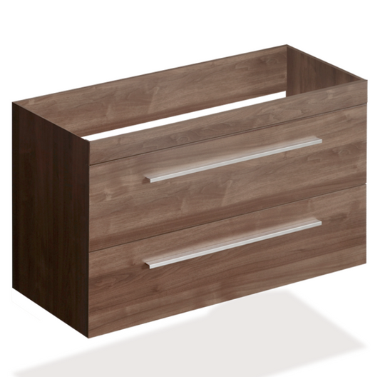 24" Walnut finish wall vanity with 2 drawers