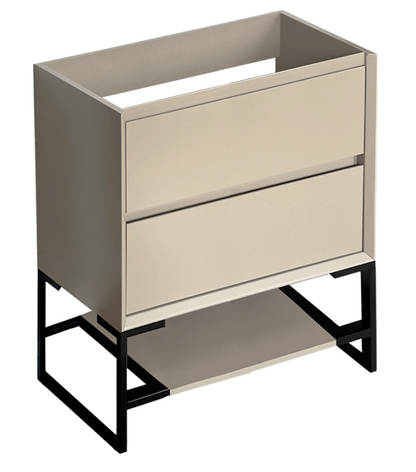 24'' Beige Vanity With Black Accent Bottom Shelf