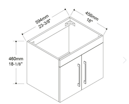 24" Glossy white wall vanity with 2 doors