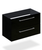 32" Glossy black wall vanity with 2 drawers
