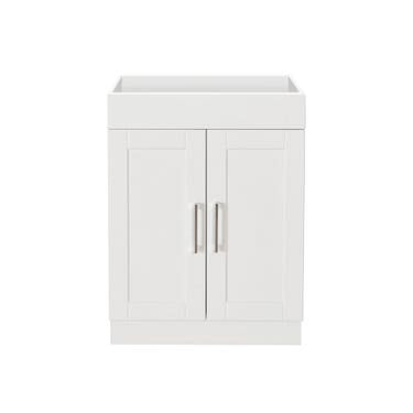24" Matte white floor vanity with 2 doors