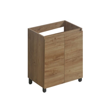 24" Beige Wood Finish Elevated Vanity With 2 Doors
