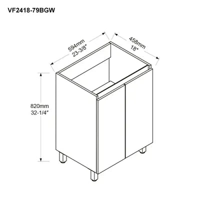 24" Beige Wood Finish Elevated Vanity With 2 Doors