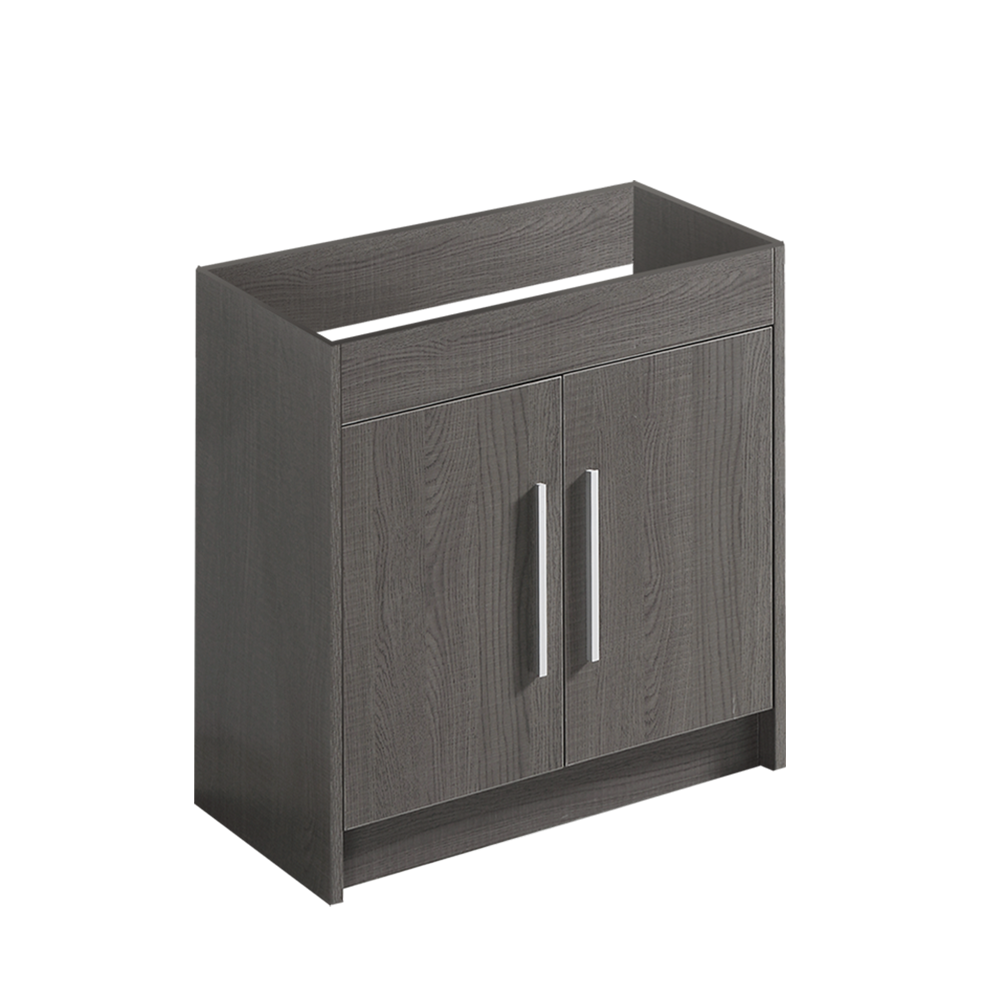 30" Grey oak finish floor vanity with 2 doors