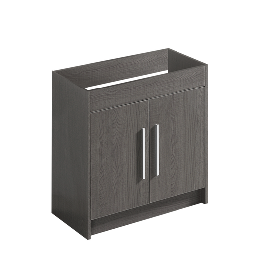 30" Grey oak finish floor vanity with 2 doors