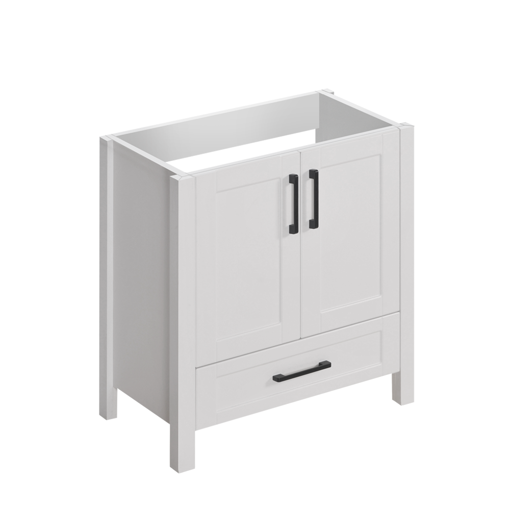 30" Matte white elevated vanity with 2 doors and 1 drawer