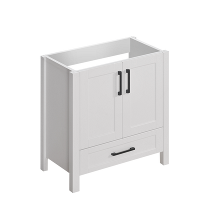 30" Matte white elevated vanity with 2 doors and 1 drawer