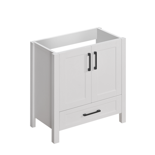 30" Matte white elevated vanity with 2 doors and 1 drawer