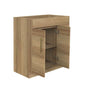 30" Light brown oak finish floor vanity with gold handles