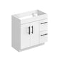 30" Glossy white floor vanity with black handles