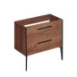 32" Brown oak and black wall-mount vanity with 2 legs