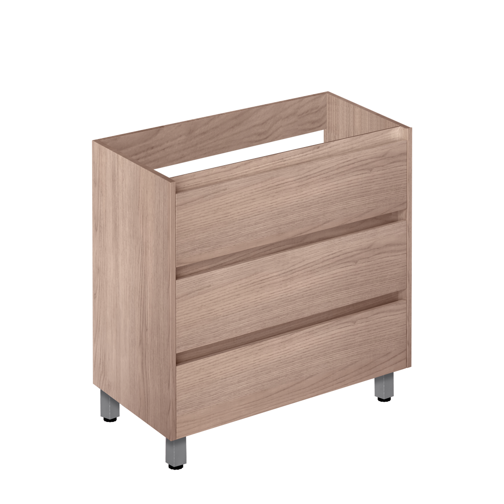 32" Beige Wood Effect Elevated Vanity with 3 Drawers
