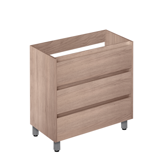 32" Beige Wood Effect Elevated Vanity with 3 Drawers