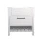 30" pedestal vanity set in white with farm sink and countertop