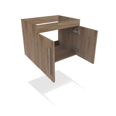 24" Light brown oak finish wall vanity with 2 doors